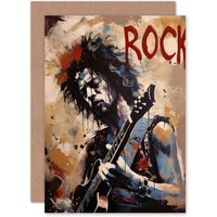 Artery8 Graffiti Street Art Rock Music Grunge for Him Her Birthday Greeting Card in Beige