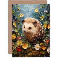 Artery8 Hedgehog Wildflower Meadow Birthday Thank You Kids Child Greeting Card