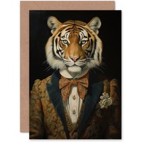 Artery8 Victorian Tiger Who Went to Tea Birthday Thank You Greeting Card in Black