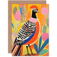 Artery8 Pleasant Pheasant Bright Bold for Wife Her Birthday Greeting Card