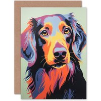 Artery8 Long Haired Dachshund Dog Pet Portrait Birthday Thank You Greeting Card