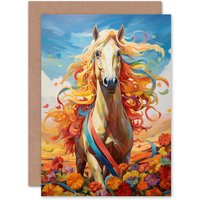 Artery8 Girls Fantasy Horse Fun Happy for Child Kids Birthday Greeting Card