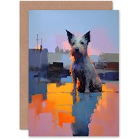 Artery8 Terrier Sunset Dog Lover Birthday Thank You Get Well Soon Greeting Card