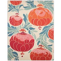 Artery8 Wall Art Print Pomegranate Pattern Kitchen Artwork Pastel Colour Pink Orange Blue Retro Japanese Style Poster | Size: W18" x H24"
