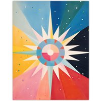 Artery8 Wall Art Print The Star Tarot Card Hilma af Klimt Style Oil Painting Geometric Rainbow Colour Gradient Poster | Size: W18" x H24"