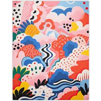 Wall Art Print Candy Mountains Abstract Oil Painting Pink Yellow Sugar Stream & Ice Cream Bushes Bedroom Poster W24" x H32"