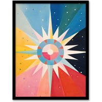 Artery8 Wall Art Print The Star Tarot Card Hilma af Klimt Style Oil Painting Geometric Rainbow Colour Gradient Artwork Framed | Size: A4
