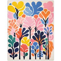 Artery8 Wall Art Print Forest Delight Bright Pastel Colour Oil Painting Pink Orange Blue Henri Matisse Style Trees Poster | Size: W12" x H16"