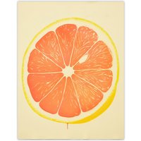 Artery8 Wall Art Print Juicy Sliced Orange Bright Fruit Citrus Minimalist Kitchen Artwork Poster in Yellow | Size: W12" x H16"