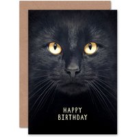 Artery8 Birthday Black Cat Lover For Him Her Greeting Card