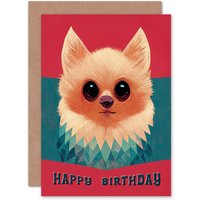 Artery8 Birthday Pomeranian Japanese Kitsune For Him Her Greeting Card