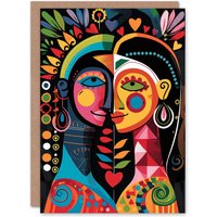 Artery8 Anniversary Card Native American Couple Folk Art For Him or Her