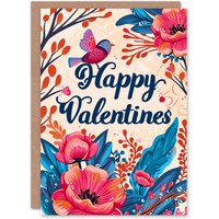 Artery8 Anniversary Card Pink Anemone Flowers & Bird For Her Wife Partner