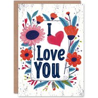 Artery8 Anniversary Card I Love You Bright Boho Flower Rustic For Her Wife Partner