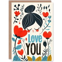 Artery8 Anniversary Card Love You Floral Heart Flowers Letterpress For Him Husband Partner