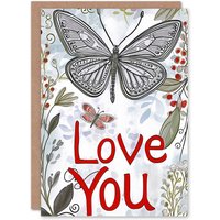 Artery8 Anniversary Card Love You Butterflies Botanical For Her Wife Partner in White