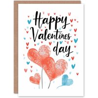 Artery8 Anniversary Card Happy Love Heart Watercolour Simple For Him or Her in White