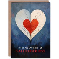 Artery8 Anniversary Card Artistic Abstract Grunge Dark For Him Husband Partner in Blue