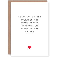 Artery8 Anniversary Card Adult Rude Saucy Funny Lay in Bed Favours For Him or Her in White