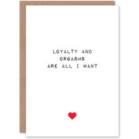 Artery8 Anniversary Card Adult Rude Saucy Funny Loyalty & Orgasms For Him Husband Partner in White