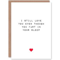 Artery8 Anniversary Card Fun Funny Humour Fart Sleep For Him or Her in White