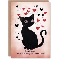 Artery8 Anniversary Card Love You Cat Lover Hearts For Him or Her in Beige