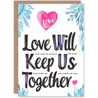 Artery8 Anniversary Card Keep Us Together Simple Botanical For Her Wife Partner in White
