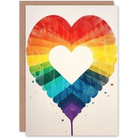 Artery8 Anniversary Card Rainbow Love Heart Watercolour For Him or Her