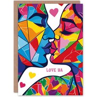 Artery8 Anniversary Card Love Ya Kiss Casual Abstract For Her Wife Partner