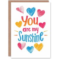 Artery8 Anniversary Card You Are My Sunshine Sketch Hearts For Her Wife Partner in White