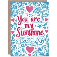 Artery8 Anniversary Card You Are My Sunshine Floral Hearts For Her Wife Partner in Blue