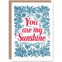 Artery8 Anniversary Card You Are My Sunshine Floral Love For Her Wife Partner in Blue