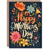 Artery8 Women's Mother's Day Greeting Card Blooming Flower Design Typography For Mum