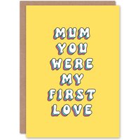 Artery8 Women's Mother's Day First Love Modern Bright Bold Mum Greeting Card in Yellow