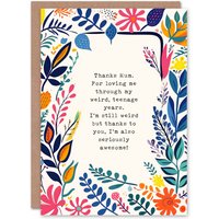 Artery8 Women's Mother's Day Weird Awesome Teenage Years Fun Funny Humour Joke Mum Greeting Card