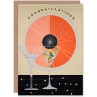 Artery8 Congratulations Greeting Card Abstract Cocktails Drinks For Him Her in Beige