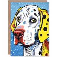 Artery8 Birthday Greeting Card Dalmatian Dog Lover Pop Art For Him Her in Blue