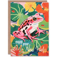 Artery8 Women's Housewarming Greeting Card Pink Frog Lily Pads Enjoy New Home Pad For Her