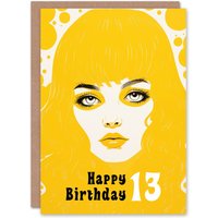 Artery8 Women's Birthday Greeting Card Summer Yellow Cool Age 13 Year Old 13th Teen For Her