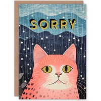 Artery8 Women's Miss You Greeting Card Sorry Pink Cat Lover For Her in Blue