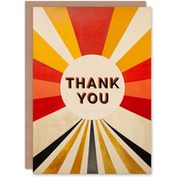 Artery8 Thank You Greeting Card Modern Abstract Sun Burst Rays For Him Her in Red