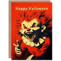Artery8 Halloween Greeting Card Scary Clown Red Horror Monster For Him Her