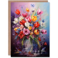 Artery8 Women's Sympathy Greeting Card Colourful Flower Bouquet Vase Thinking of You For Her in Purple