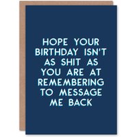 Artery8 Men's Birthday Card Sh*t at Messaging Back For Him Man Male Dad Brother Friend Son Papa Grandad Funny Greeting Card in Navy