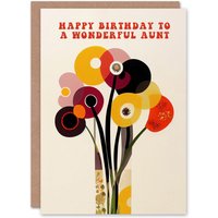Artery8 Women's Aunt Happy Birthday Card Cheerful Spring Flower Blooms Flowers Bright Fun Abstract For Her Greeting Card in Beige
