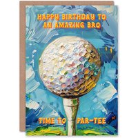 Artery8 Men's Happy Birthday Card to an Amazing Bro Brother Golfing Lover Golf Pun Party Par Tee Woods in Blue