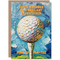 Artery8 Men's Happy Birthday Card to a Brilliant Grandfather Golfing Lover Golf Pun Party Par Tee Woods in Blue