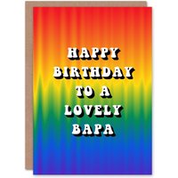 Artery8 Happy Birthday to a Lovely Bapa Trippy Psychedelic Pride Hippie Rainbow Non Binary Gender Neutral Card