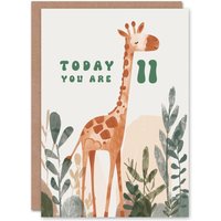 Artery8 11th Birthday Card Cute Fun Giraffe Today You Are Age 11 Year Old Child For Son Daughter Boy Happy Card in Green