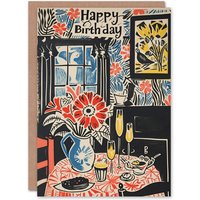 Artery8 Women's Birthday Card Brunch Drinks Floral Tea Room Painting For Her Gran Sister Niece Daughter Wife Greeting Card